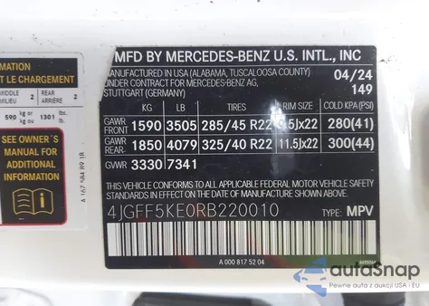 2024 Mercedes-Benz Gls 450 4Matic from USA, damaged, VIN 4JGFF5KE0RB220010